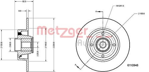 METZGER BREMSSCHEIBE LACK/KS MIT RADLAGER 6110946 