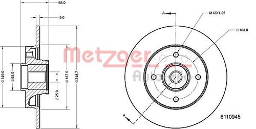 METZGER BREMSSCHEIBE LACK/KS MIT RADLAGER 6110945 