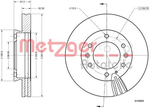 METZGER BREMSSCHEIBE LACK/KS/mS 6110859 