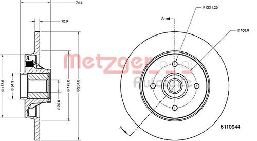 METZGER BREMSSCHEIBE LACK/KS MIT RADLAGER 6110944 