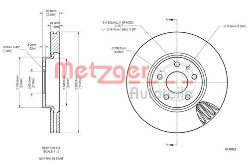 METZGER BREMSSCHEIBE LACK/KS/HC 6110923 