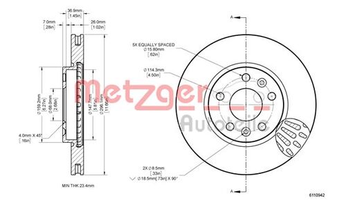 METZGER BREMSSCHEIBE LACK/KS/mS 6110942 
