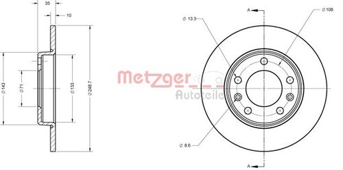METZGER BREMSSCHEIBE LACK/KS/mS 6110820 