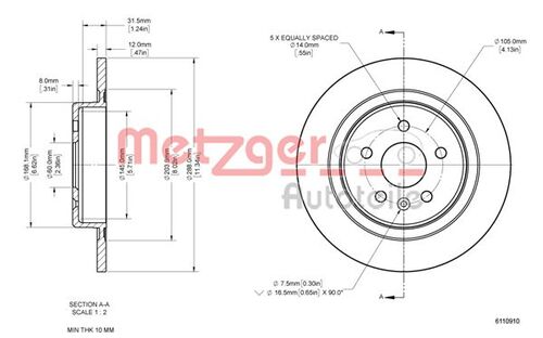 METZGER BREMSSCHEIBE LACK/KS/mS/HC 6110910 