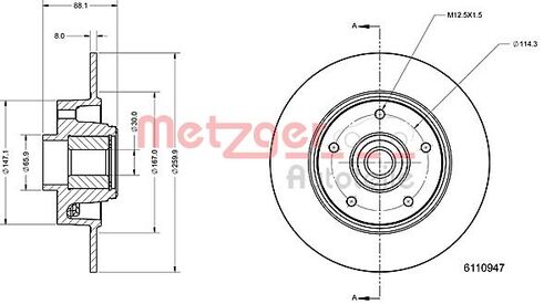 METZGER BREMSSCHEIBE LACK/KS MIT RADLAGER 6110947 