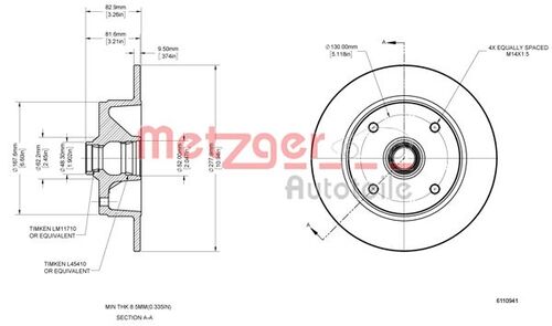 METZGER BREMSSCHEIBE LACK/KS 6110941 