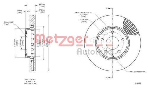 METZGER BREMSSCHEIBE LACK/KS/HC 6110922 