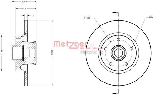 METZGER BREMSSCHEIBE LACK/KS MIT RADLAGER 6110844 