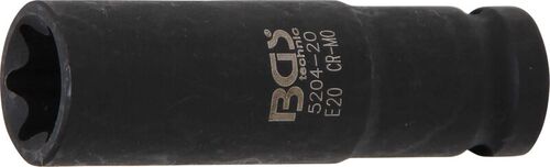 BGS Kraft-Steckschlüssel-Einsatz E-Profil, tief | Antrieb Innenvierkant 12,5 mm (1/2
