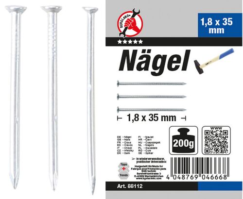 BGS Nägel-Sortiment | 200 g | 1,8 x 35 mm 88112 