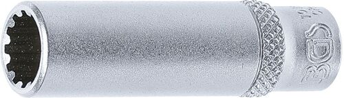 BGS Steckschlüssel-Einsatz Gear Lock, tief | Antrieb Innenvierkant 6,3 mm (1/4