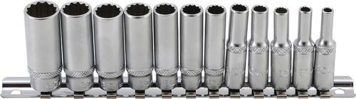 BGS Steckschlüssel-Einsatz-Satz Zwölfkant, tief | Antrieb Innenvierkant 6,3 mm (1/4