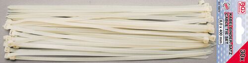 BGS Kabelbinder-Sortiment | weiß | 8,0 x 400 mm | 30-tlg. 80878 