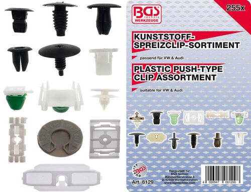 BGS Verkleidungs-Clip-Sortiment für VW Fahrzeuge | 255-tlg. 8129 