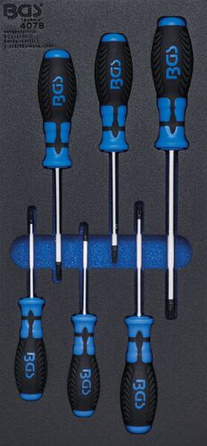 BGS Werkstattwageneinlage 1/3: Schraubendreher T-Profil (für Torx) | 6-tlg. 4078 
