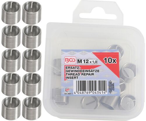BGS Ersatz-Gewindeeinsätze | M12 x 1,0 mm | 10-tlg. 9437-1 