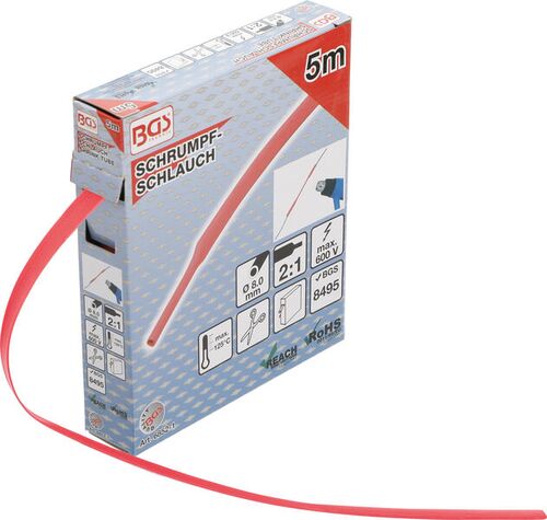 BGS Schrumpfschlauch-Box | rot | Ø 8 mm | 5 m 6852-1 