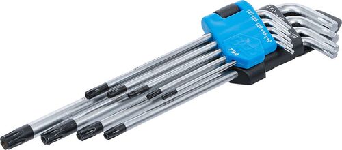BGS Winkelschlüssel-Satz | extra lang | T-Profil (für Torx) mit Bohrung T10 - T50 | 9-tlg. 794 