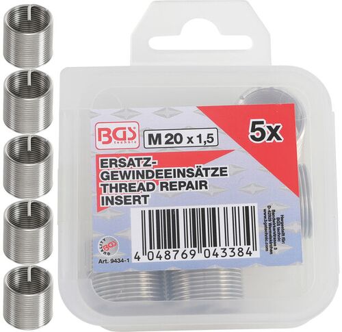 BGS Ersatz-Gewindeeinsätze | M20 x 1,5 mm | 5-tlg. 9434-1 
