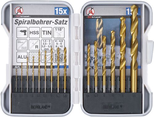 BGS HSS-Spiralbohrer-Satz | titan-nitriert | 1,5 - 10 mm | 15-tlg. 50815 