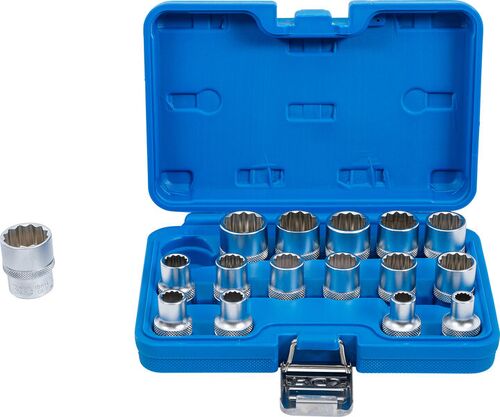 BGS Steckschlüssel-Einsatz-Satz Zwölfkant | Antrieb Innenvierkant 12,5 mm (1/2