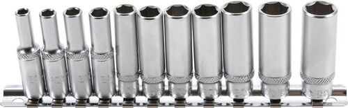 BGS Steckschlüssel-Einsatz-Satz Sechskant, tief | Antrieb Innenvierkant 6,3 mm (1/4