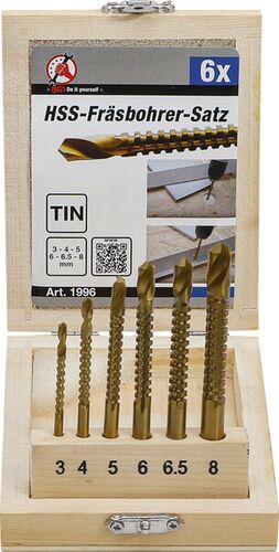 BGS HSS-Fräsbohrer-Satz | titan-nitriert | 3 - 8 mm | 6-tlg. 1996 